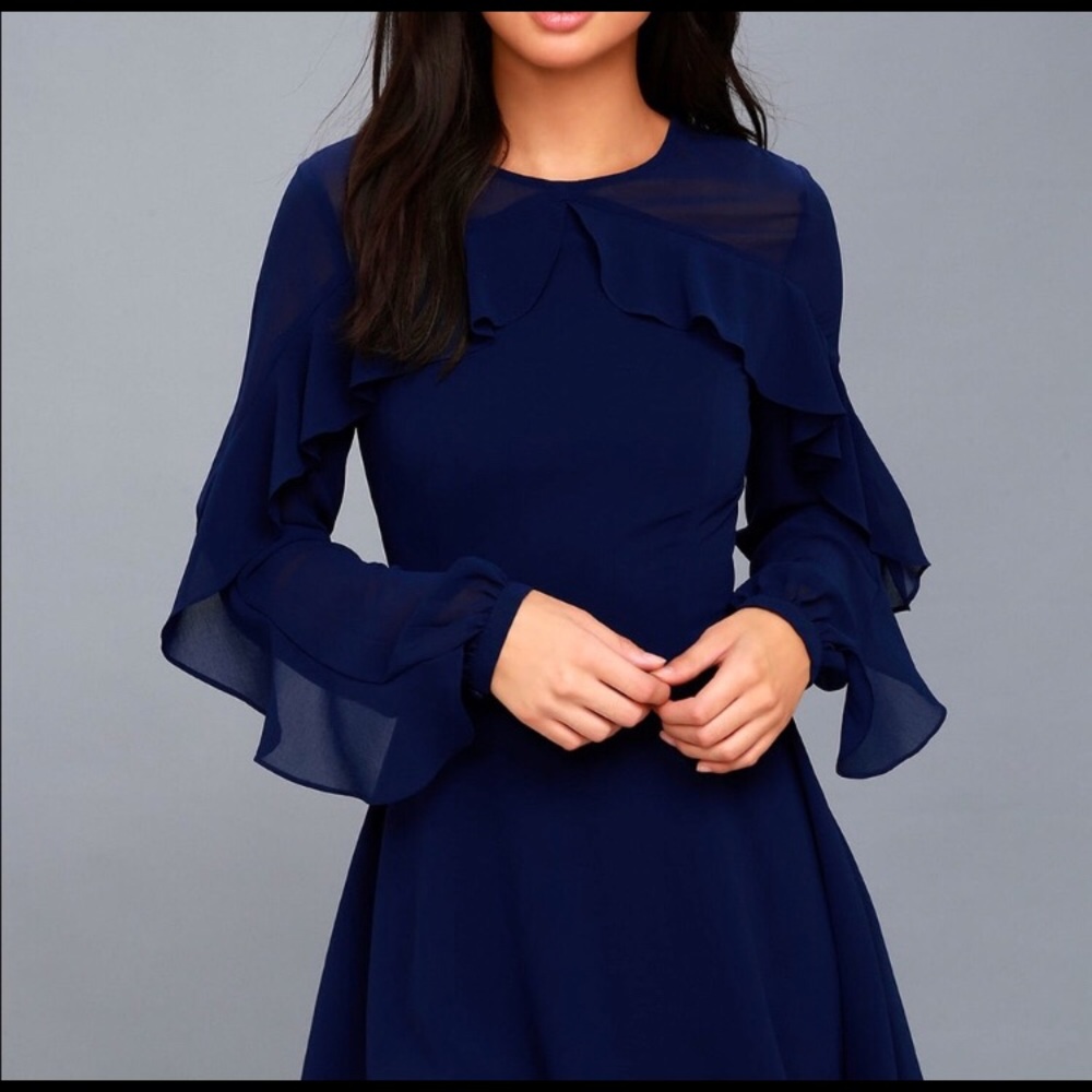 Lulu’s long sleeve blue cocktail dress
